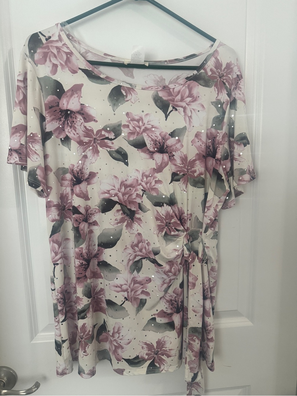 Brittany Black Floral Blouse - Mauve, Green & Cream